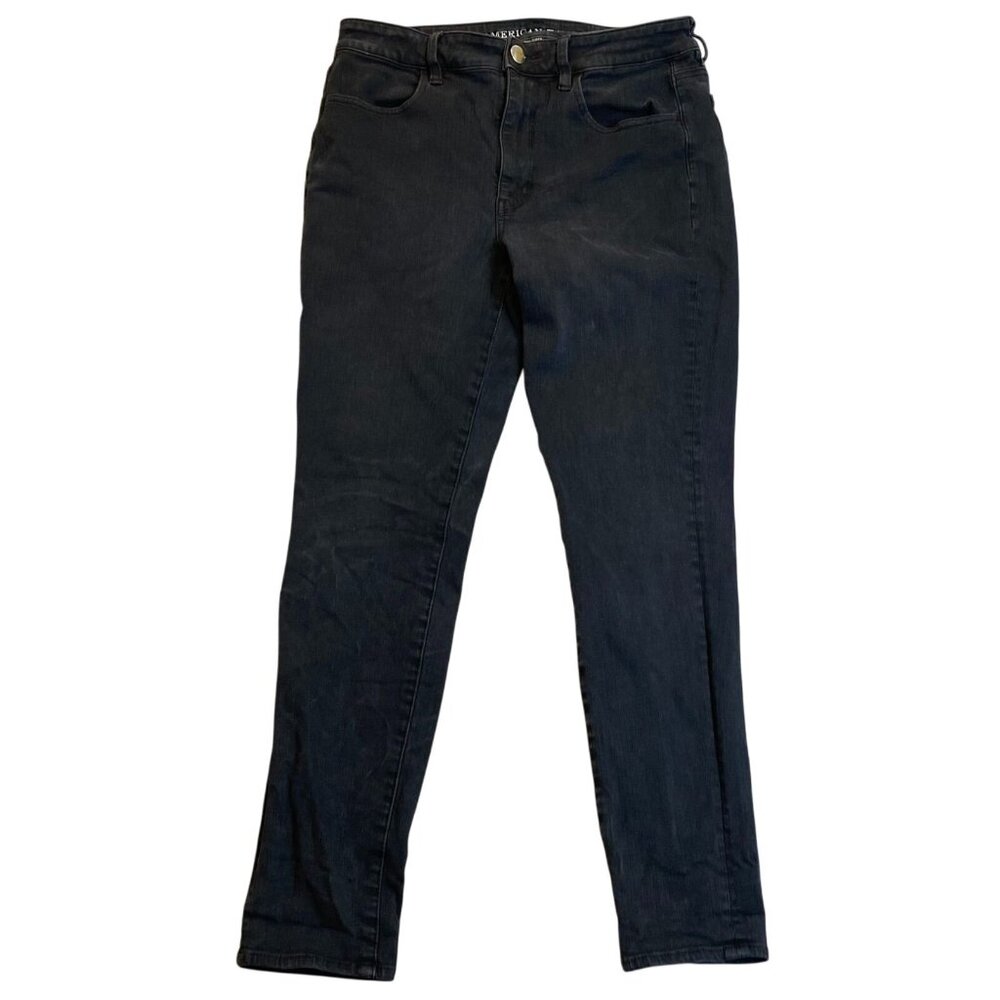 American Eagle Woman's Hi-Rise Jegging Size SP 360° Super Stretch Black Denim Pa